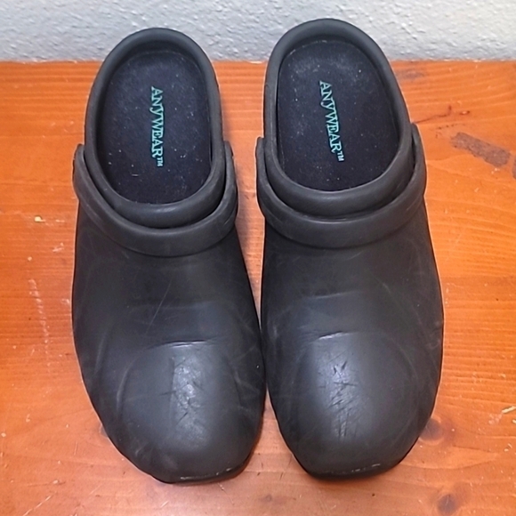 ANYWEAR UNISEX SLIP ON CLOG COMFORT BLACK RUBBER WATERPROOF SANDAL SIZE 9 - Picture 1 of 7